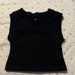 Free people movement ribbed Sleeveless Black Ribbed Top